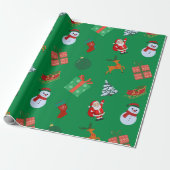 Green Christmas Icons Geschenkpapier (Ungerollt)