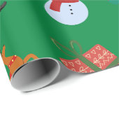 Green Christmas Icons Geschenkpapier (Rolleneckpunkt)