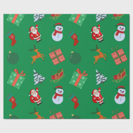 Green Christmas Icons Geschenkpapier