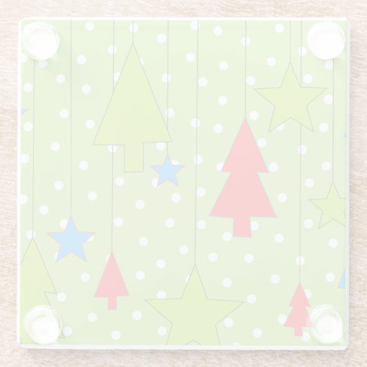 Green Christmas Illustration Glasuntersetzer (Rückseite)