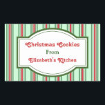 Green Christmas Kitchen Stickers<br><div class="desc">Grüne Weihnachtsstreifen schmücken diese festlichen Küchenaufkleber. Personalisieren Sie diese Aufkleber,  indem Sie den Text ändern. Das Design stammt aus der Originalkunst.</div>