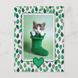 Green Christmas Lights Holiday Postkarte