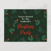 Green Christmas Mistletoe Custom Holiday Party Postkarte (Vorderseite)