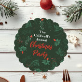 Green Christmas Mistletoe Custom Holiday Party Untersetzer