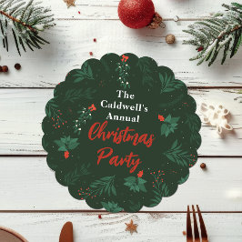 Green Christmas Mistletoe Custom Holiday Party Untersetzer