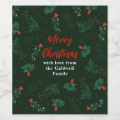 Green Christmas Mistletoe Custom Holiday Party Weinetikett (Einzelnes Label)
