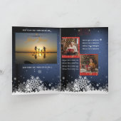 Green Christmas Multi Photo New Year Card Karte (Innenseite)