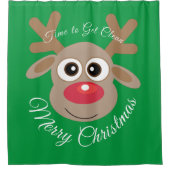 Green Christmas Niedlicher Cartoon Reindeer Script Duschvorhang (Vorderseite)
