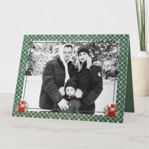 Green Christmas One Foto Snowflake Dankeskarte