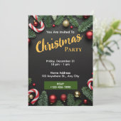 Green Christmas Party Einladung Editable Card (Stehend Vorderseite)
