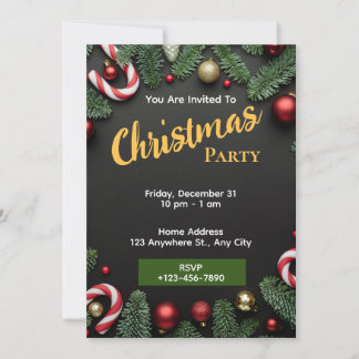 Green Christmas Party Einladung Editable Card