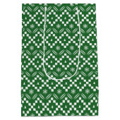 Green Christmas Pattern Design Mittlere Geschenktüte (Rückseite)