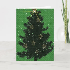 Green Christmas Pine Gold Stars Elegante Weihnacht Karte