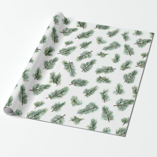 Green Christmas Pine Tree Geschenkpapier (Ungerollt)