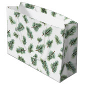 Green Christmas Pine Tree Große Geschenktüte (Rückseite Schrägansicht)