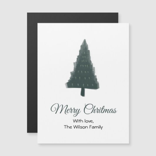 Green Christmas Pine Tree Magnetkarte (Vorne/Hinten)