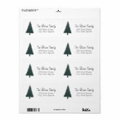 Green Christmas Pine Tree Rücksendeadresse Label (Vorne)
