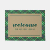 Green Christmas Plaid Personalized Welcome Fußmatte (Vorderseite)