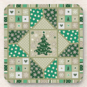 Green Christmas Quilt | Christmas Cork Untersetzer (Vorderseite)