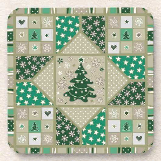 Green Christmas Quilt | Christmas Cork Untersetzer (Vorderseite)