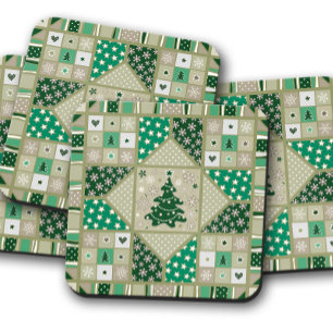 Green Christmas Quilt Christmas Cork Untersetzer
