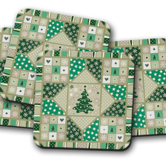 Green Christmas Quilt | Christmas Cork Untersetzer