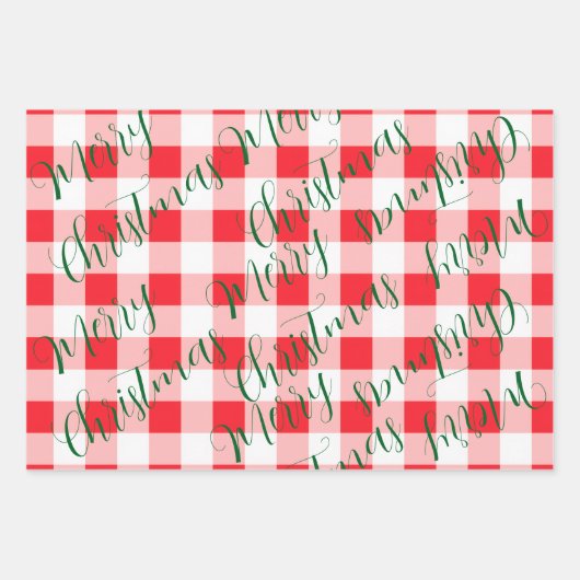 Green Christmas Red Check  Geschenkpapier Set (Vorderseite)