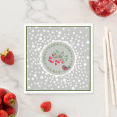 Green Christmas Red Robin Wreath and Snow Serviette (Beispiel)