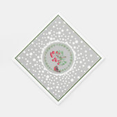 Green Christmas Red Robin Wreath and Snow Serviette (Ecke)