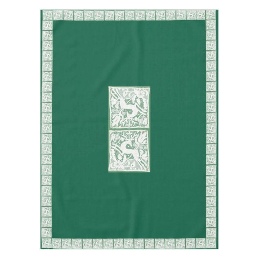 Green Christmas Reindeer Lace 52" x 70" Tischdecke (Vorderseite)
