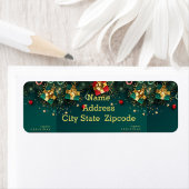Green Christmas Return Address Label