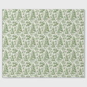 Green Christmas Santa Toile Geschenkpapier (Flach)
