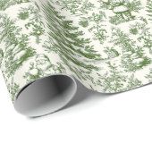 Green Christmas Santa Toile Geschenkpapier (Rolleneckpunkt)