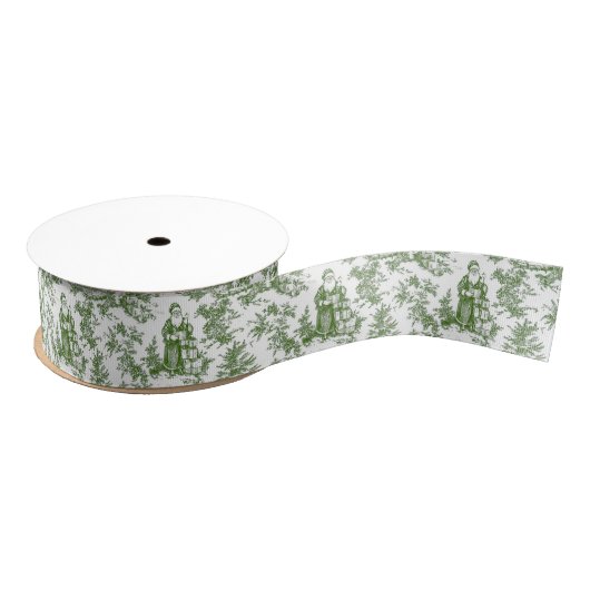 Green Christmas Santa Toile Ripsband (Spule)