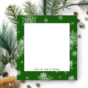 Green Christmas Snowflakes Notepad Notizblock