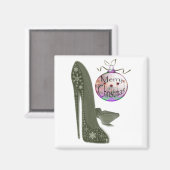 Green Christmas Stiletto Shoe Art Magnet (Vorderseite/Rückseite)