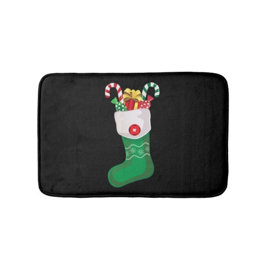 Green Christmas Stocking Badematte (Vorderseite)