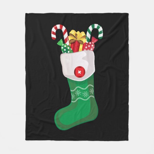 Green Christmas Stocking Fleecedecke (Vorderseite)
