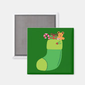 Green Christmas Stocking Magnet (Vorderseite/Rückseite)