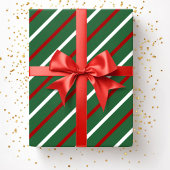 Green Christmas Stripes Muster Geschenkpapier
