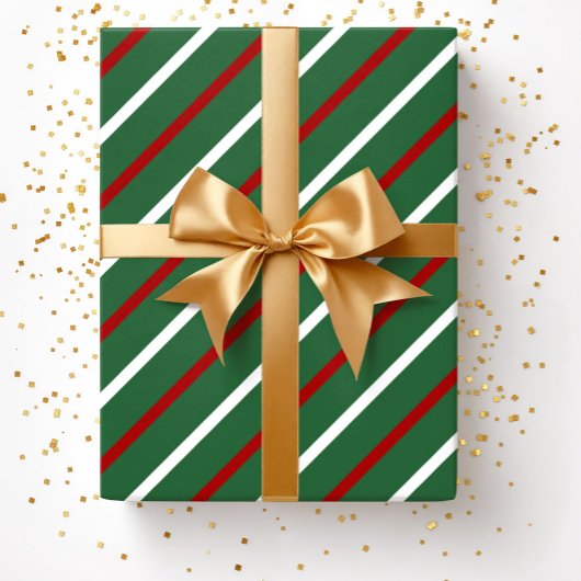 Green Christmas Stripes Muster Geschenkpapier