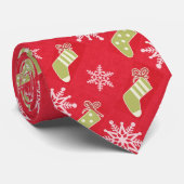 Green Christmas Strumpfs Pattern Red Krawatte (Gerollt)