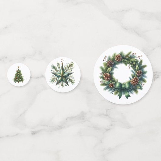 Green Christmas Table Scatter oder Confetti Konfetti (Rückseiten)