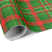 Green Christmas Tartan Kariertes Muster Design Geschenkpapier (Rolleneckpunkt)