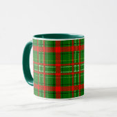 Green Christmas Tartan Kariertes Muster Design Tasse (Vorderseite Links)
