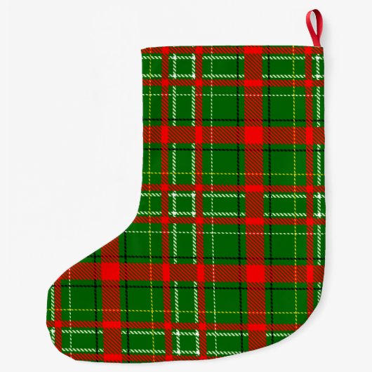 Green Christmas Tartan Plaid Pattern Design Großer Weihnachtsstrumpf (Rückseite)