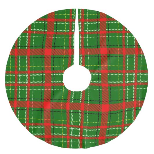 Green Christmas Tartan Plaid Pattern Design  Polyester Weihnachtsbaumdecke (Vorderseite)