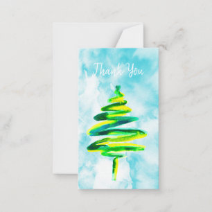 Green Christmas Tree Aquarell Note Card Mitteilungskarte