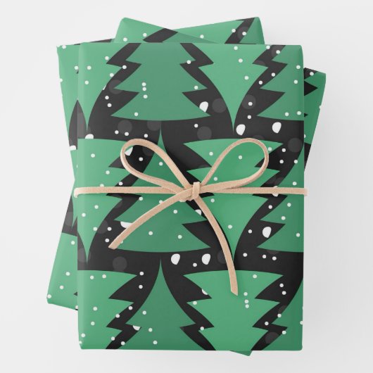 Green Christmas Tree Boho Lights Geschenkpapier Set (Beispiel)
