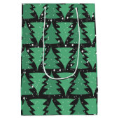 Green Christmas Tree Boho Lights Mittlere Geschenktüte (Rückseite)